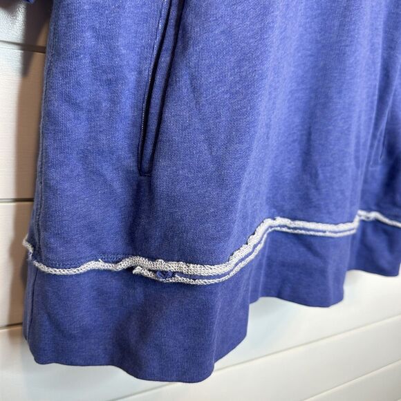 Soft Surroundings Small Hoodie Top Blue 3/4 Sleeve Oversized Sweatshirt Cotton - Picture 5 of 9